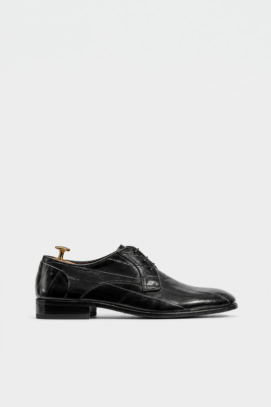 Men's Dress Derby | Black Eel Leather