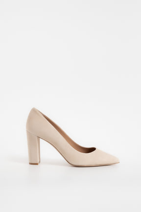 Classic Pump Block 8cm | Sand Beige Suede