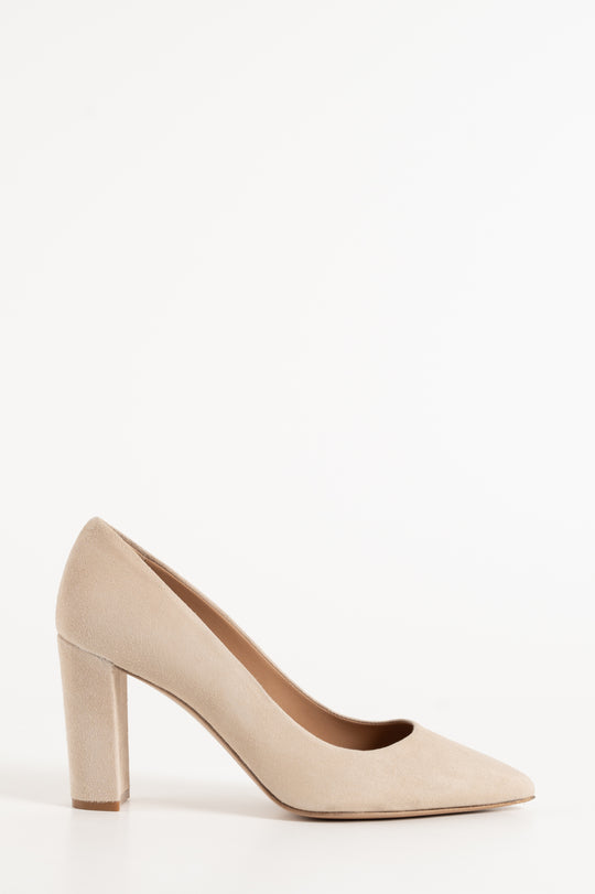 Classic Pump Block 8cm | Sand Beige Suede