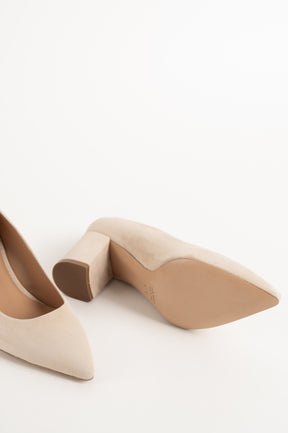 Classic Pump Block 6cm | Sand Beige Suede