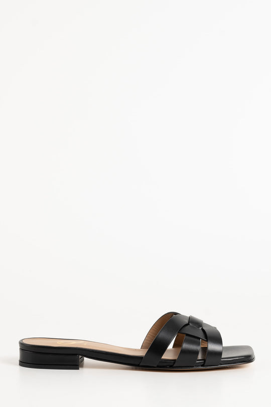 Flat Sandal Sienna | Black Calf Leather