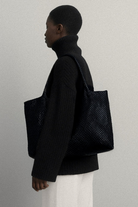 Tote Bag Class | Black Woven Calf Leather