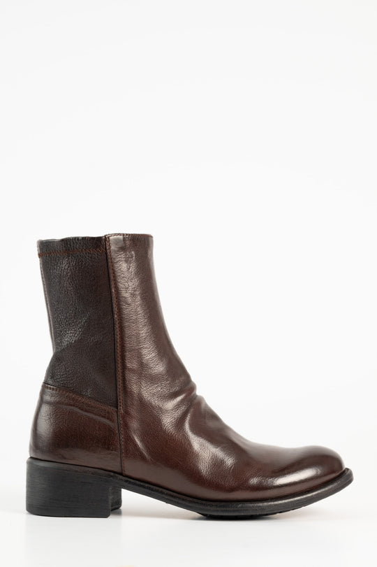 Zipper Boot Lis | Brown Washed Buffalo Leather