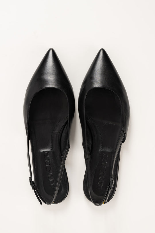 Flat Slingback Ingrid | Black Nappa Leather