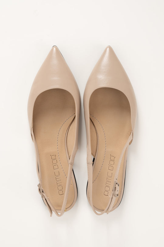 Flat Slingback Ingrid | Beige Nappa Leather