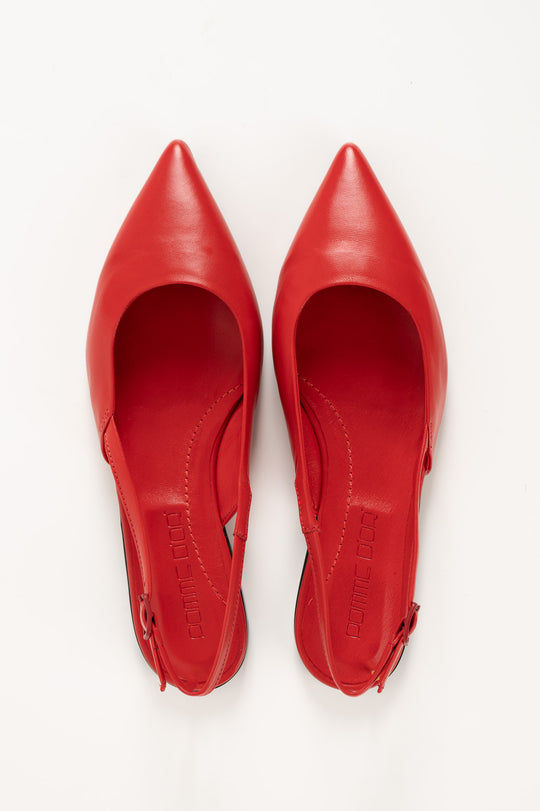 Flat Slingback Ingrid | Red Nappa Leather