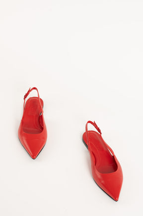 Flat Slingback Ingrid 018 | Rött Skinn