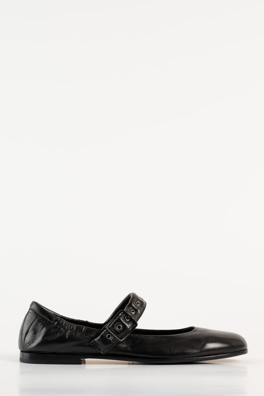 Mary Jane Flat Erin 852 | Black Leather