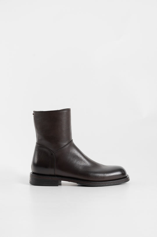 Zip Boot Skim | Dark Brown Buffalo Leather