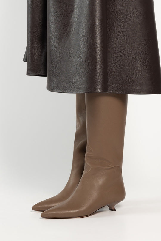 High Boot Enigma | Taupe Nappa Leather