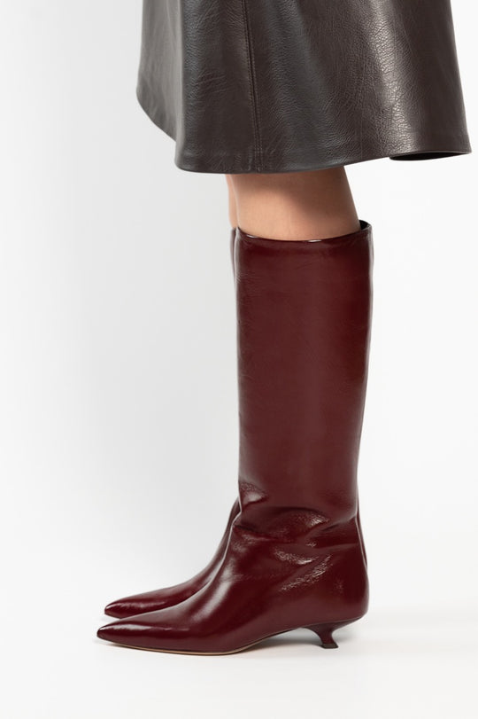 High Boot Enigma | Deep Red Patent Nappa Leather