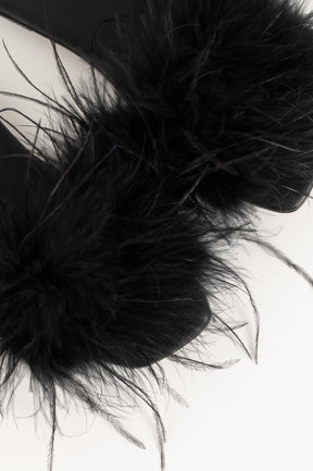 Sandal Louise 084 | Black Leather & Feathers