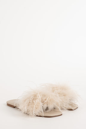 Sandal Louise 084 | Off-White Leather & Feathers