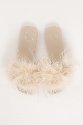 Sandal Louise 084 | Off-White Leather & Feathers