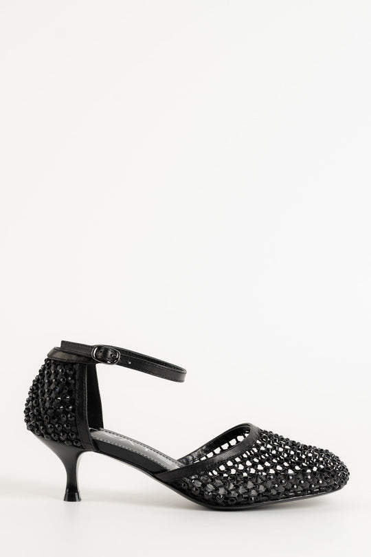 Crystal Pump Décolleté | Black Strass