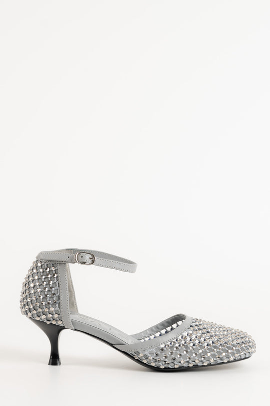 Crystal Pump Décolleté | Grey Strass