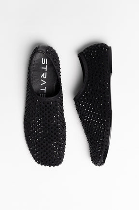 Moccasin Flat Lady | Elegant Black Stretch Nylon