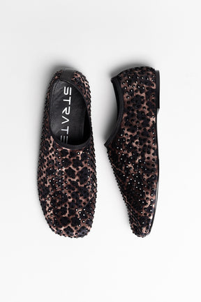 Moccasin Flat Lady | Leopard Brown Velvet