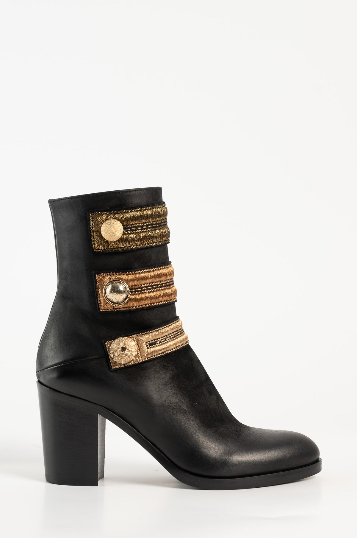 Ankle Boot Button | Black Calf Nubuck