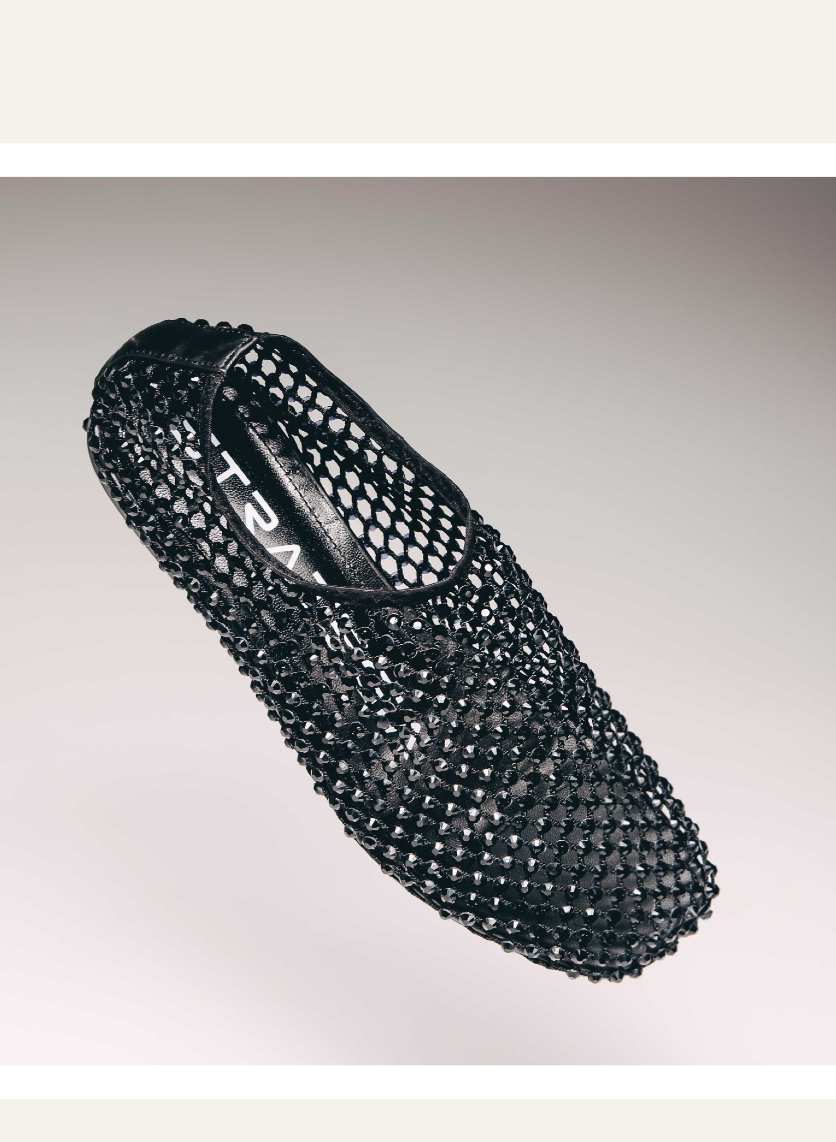 Flat Ballerina Bijoux 011 | Svart Strass
