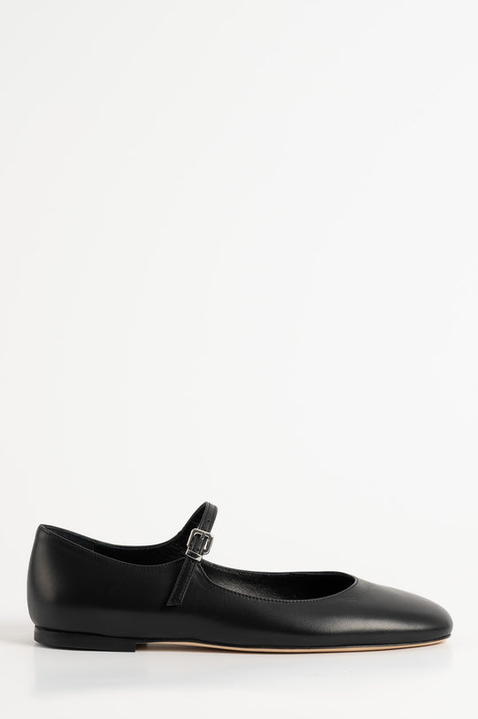Mary Jane Flat Lily | Signature Black Calf Leather