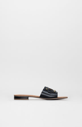 Flat Sandal Belt | Black Calf Leather