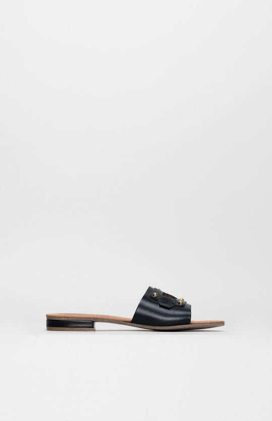 Flat Sandal Belt | Black Calf Leather