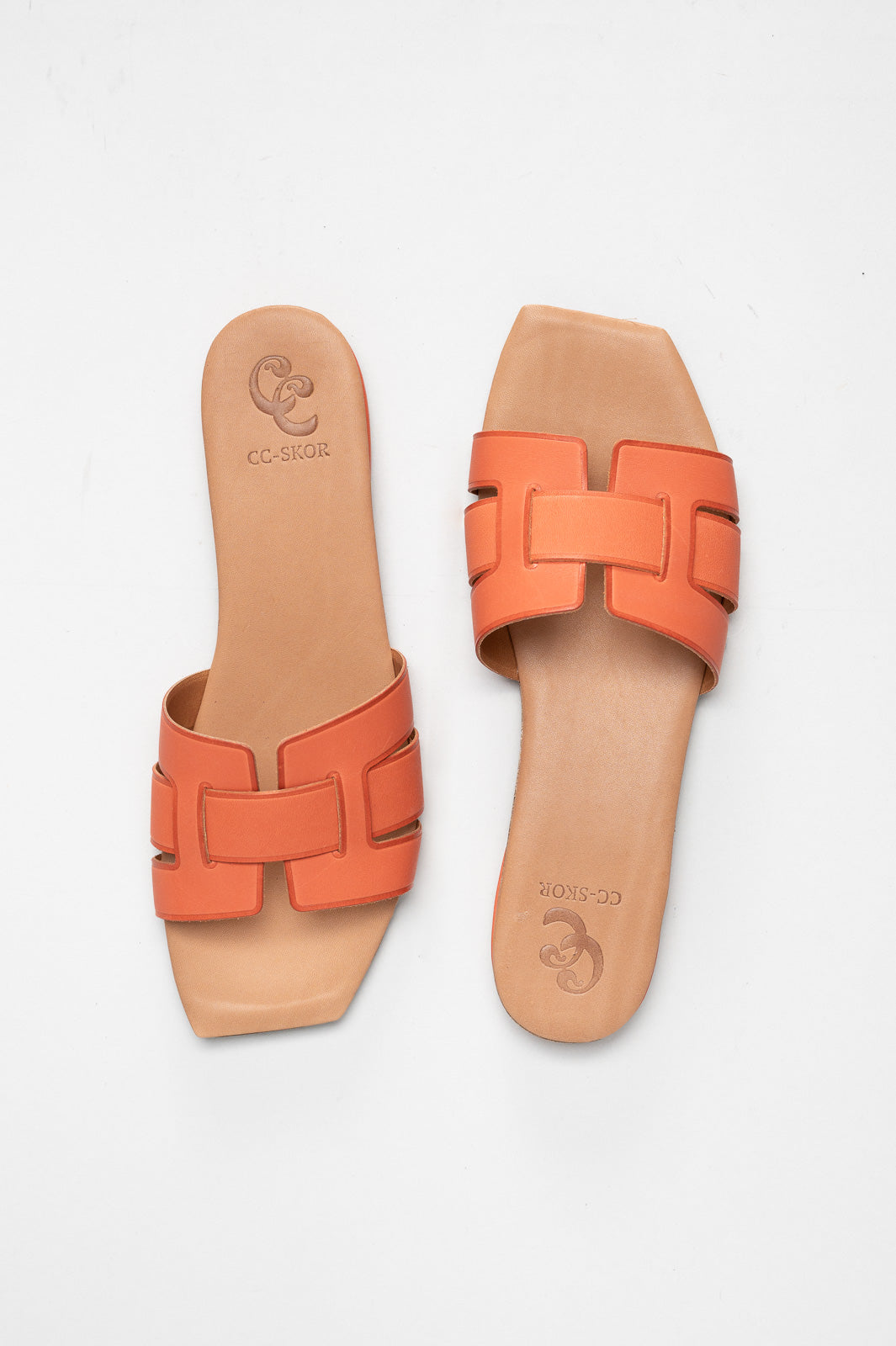 Flat Sandal Assia | Burnt Orange Calf Leather