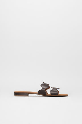 Flat Sandal Wave | Dark Brown Calf Leather