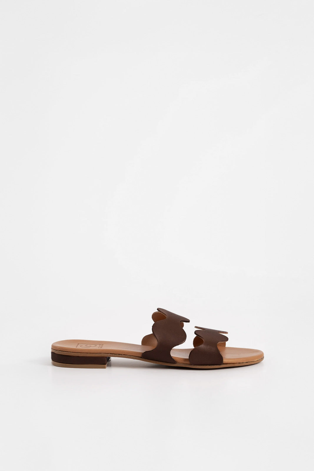 Flat Sandal Wave | Dark Brown Calf Leather