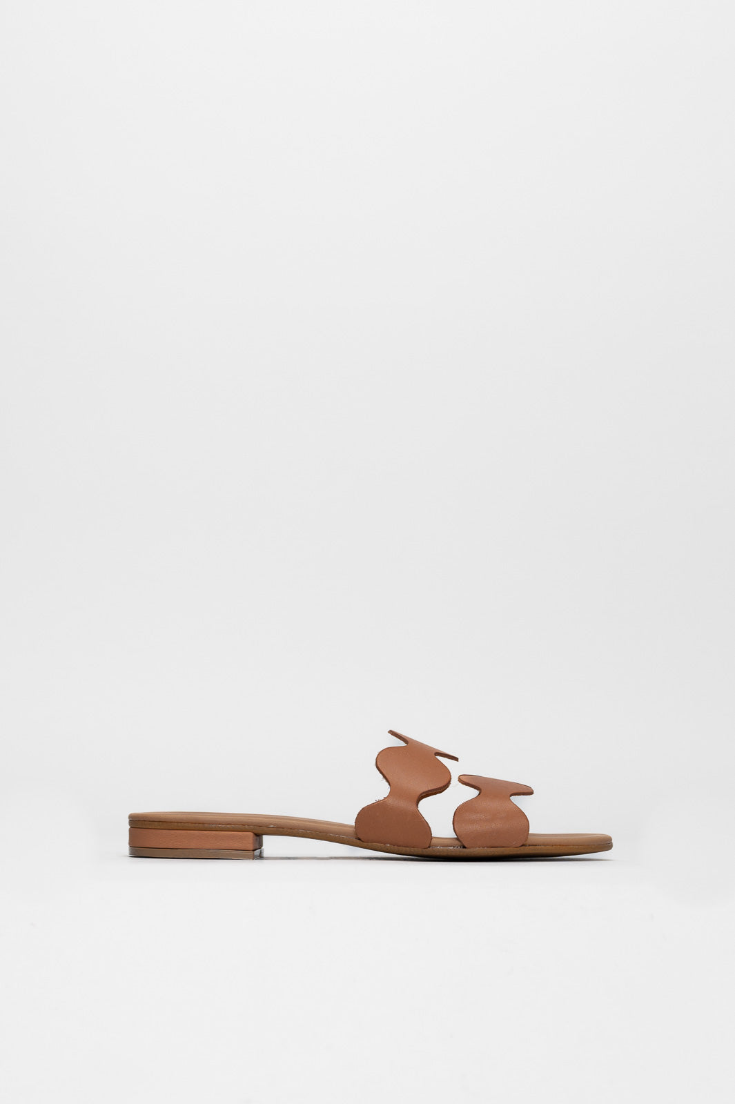 Flat Sandal Wave | Light Brown Calf Leather