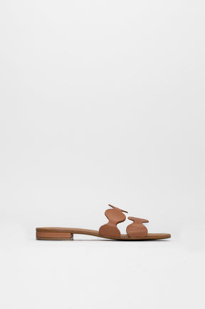 Flat Sandal Wave | Light Brown Calf Leather
