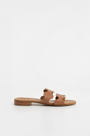 Flat Sandal Wave | Light Brown Calf Leather