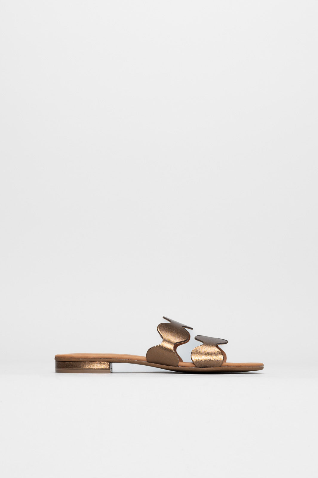 Flat Sandal Wave | Bronze Metallic Leather