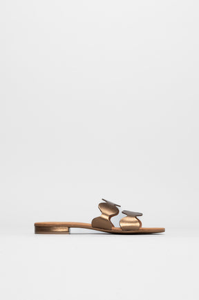 Flat Sandal Wave | Bronze Metallic Leather