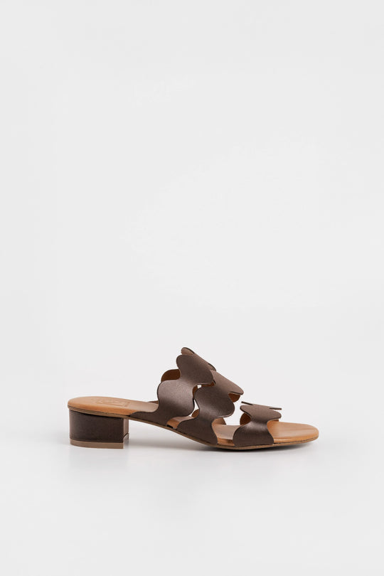 Heeled Sandal Wave | Dark Brown Calf Leather