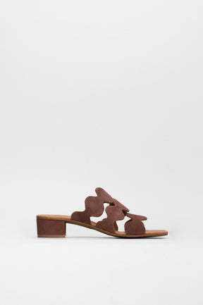 Heeled Sandal Wave | Chocolate Brown Calf Suede