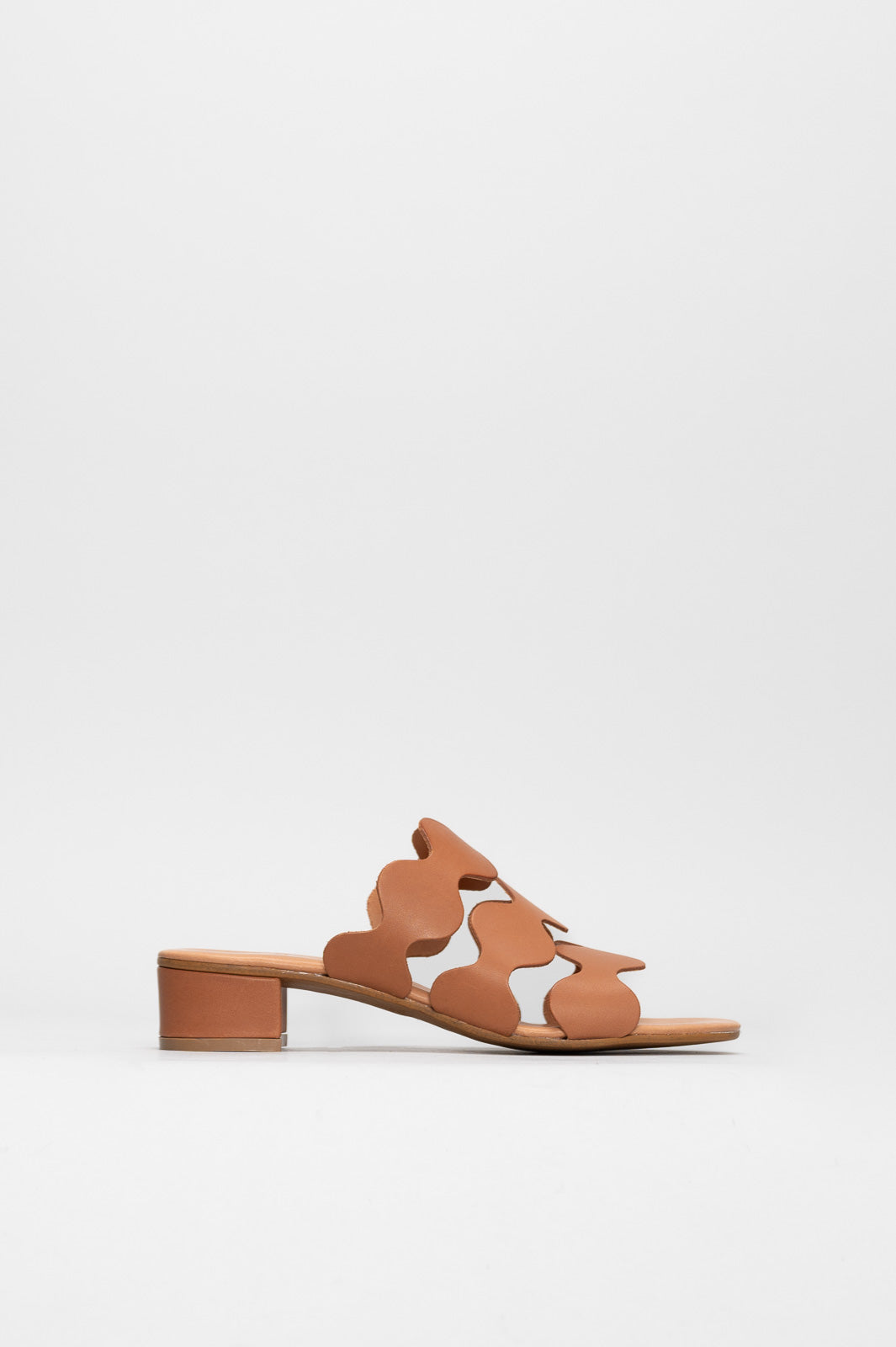 Heeled Sandal Wave | Light Brown Calf Leather