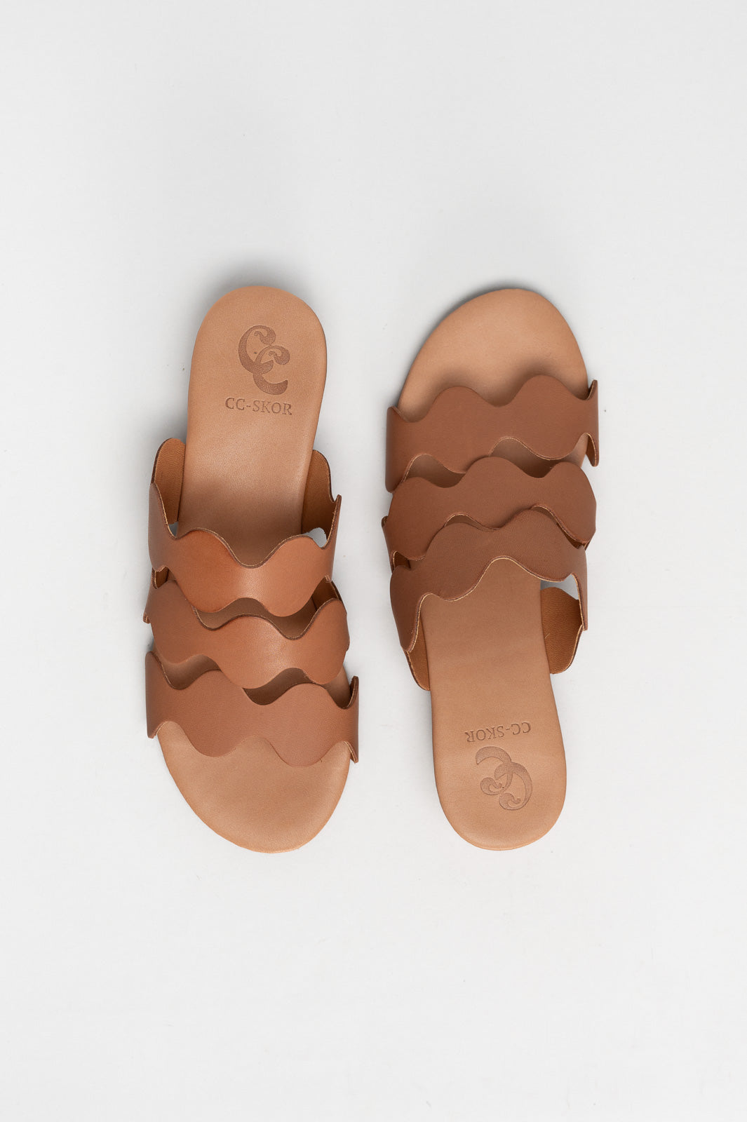 Heeled Sandal Wave | Light Brown Calf Leather