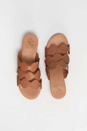 Heeled Sandal Wave | Light Brown Calf Leather