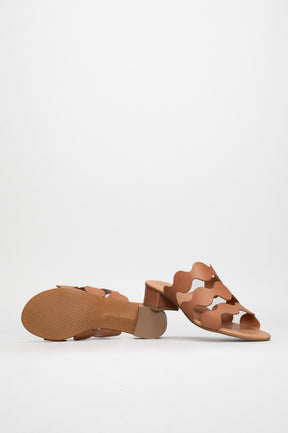 Heeled Sandal Wave | Light Brown Calf Leather