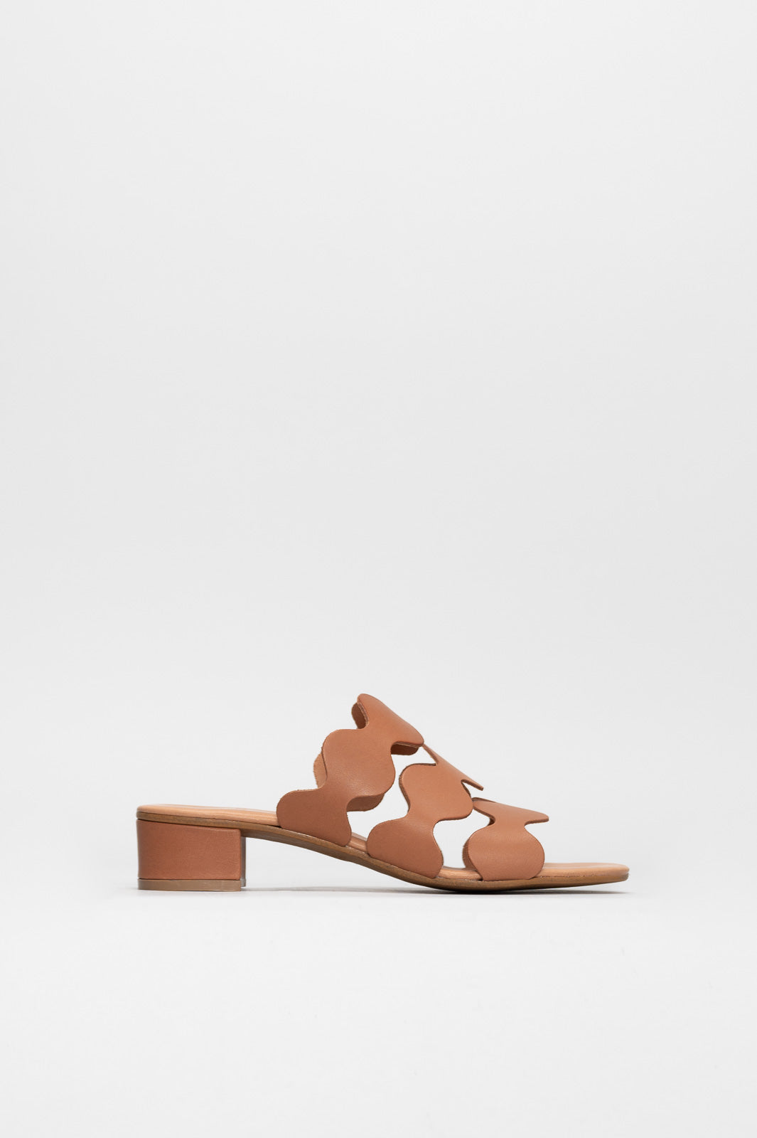Heeled Sandal Wave | Light Brown Calf Leather