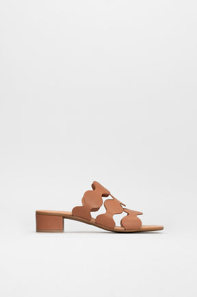 Heeled Sandal Wave | Light Brown Calf Leather