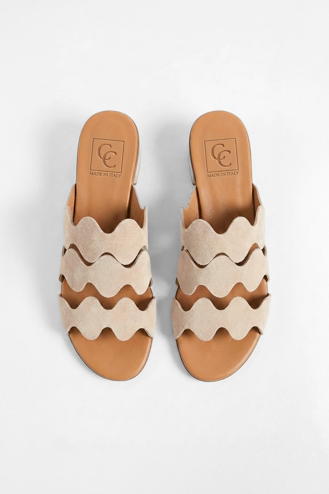 Heeled Sandal Wave | Sand Beige Calf Suede