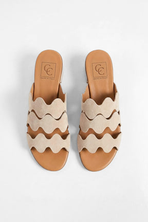 Heeled Sandal Wave | Sand Beige Calf Suede