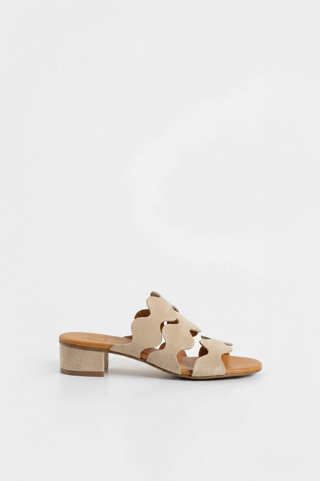 Heeled Sandal Wave | Sand Beige Calf Suede