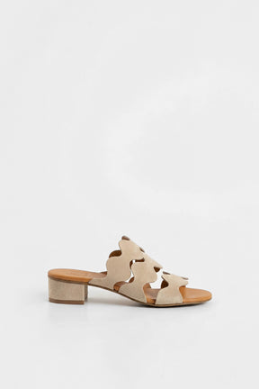 Heeled Sandal Wave | Sand Beige Calf Suede