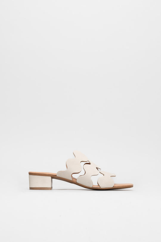 Heeled Sandal Wave | Off-White Calf Suede
