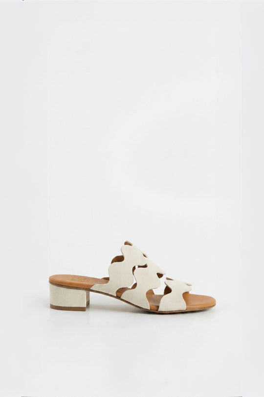 Heeled Sandal Wave | Off-White Calf Suede