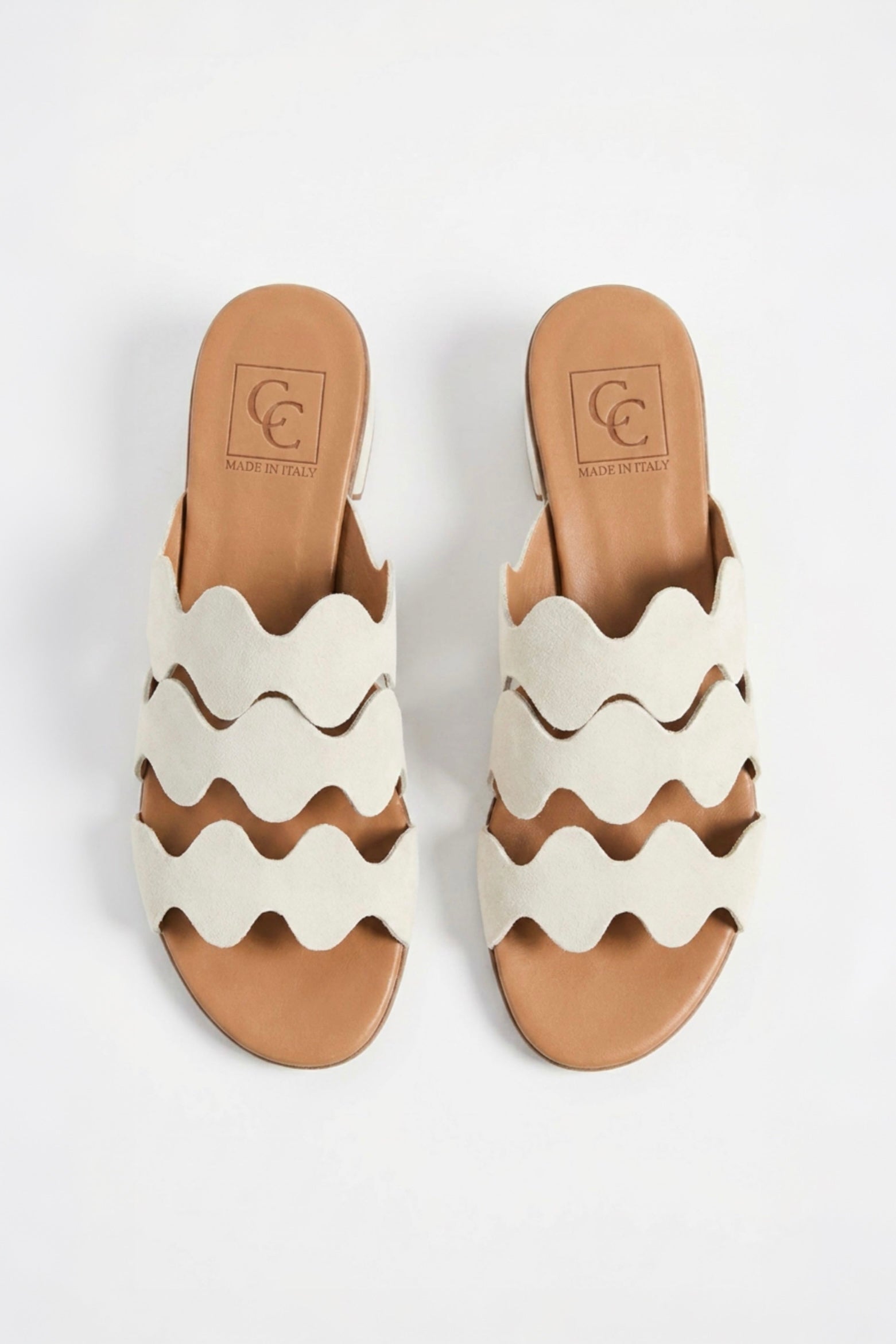 Heeled Sandal Wave | Off-White Calf Suede